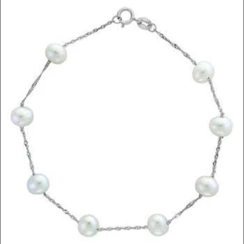 Effy bracelet 14k white gold station pearl